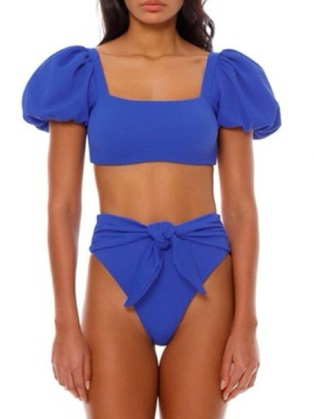 Agua Bendita Bold Red Puff-Sleeve Bikini - Picture 7 of 13